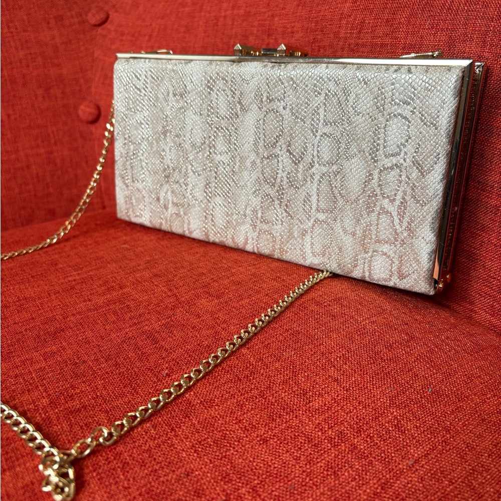 Nina snakeskin jeweled evening bag